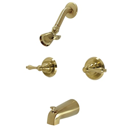 Kingston Brass KB247AL Two-Handle Tub and Shower Faucet, Brushed Brass KB247AL